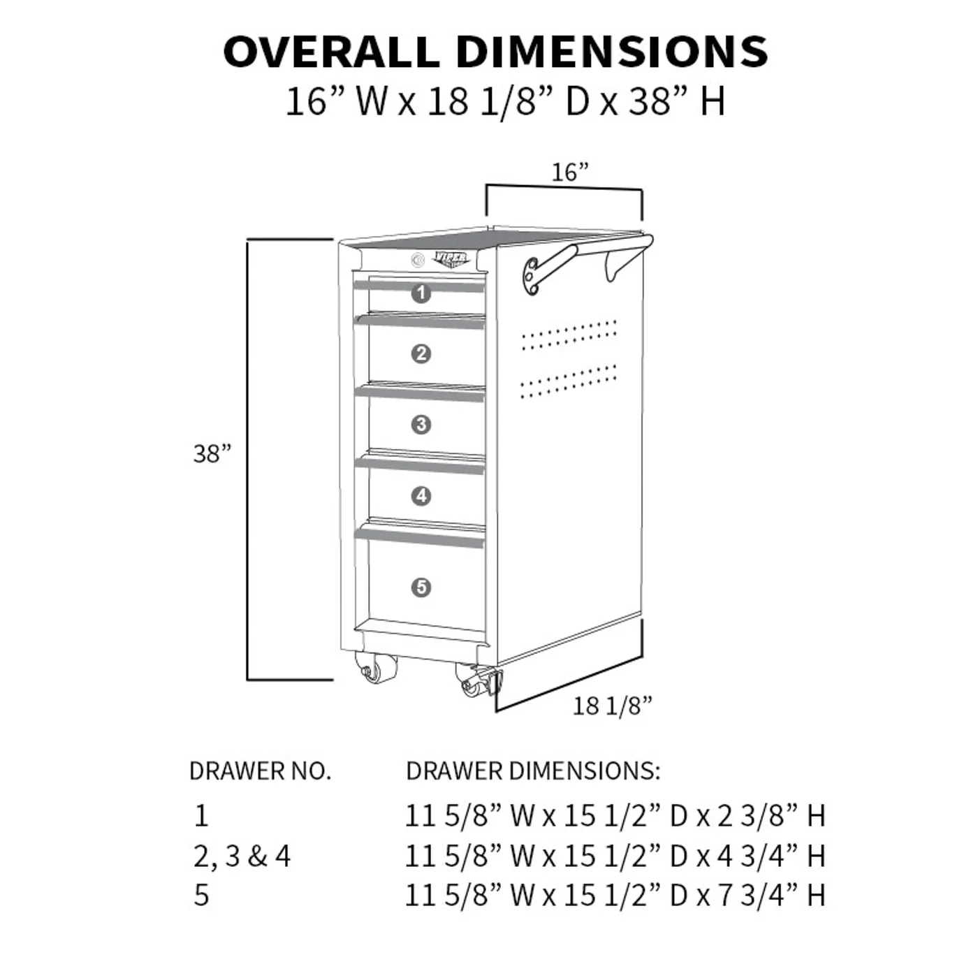 16-Inch 5-Drawer Mobile Salon Cart - Image 32