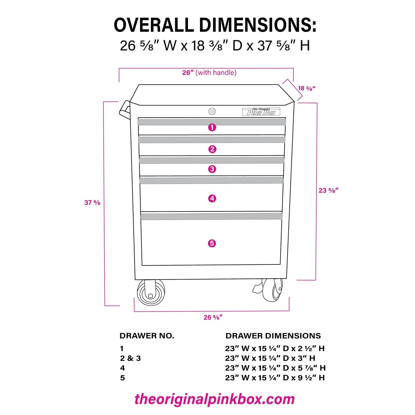26-Inch 5-Drawer Rolling Cabinet - Image 6