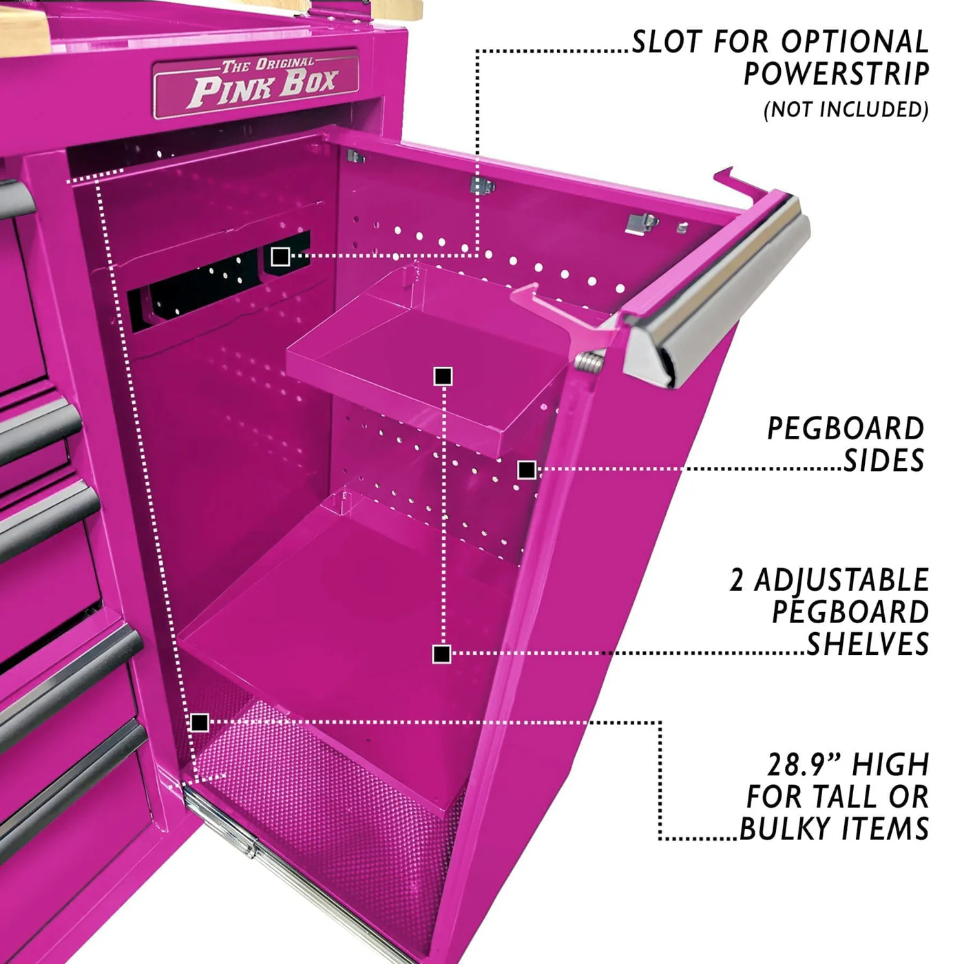 60-Inch 7-Drawer Rolling Workstation with Power Strip - Image 5
