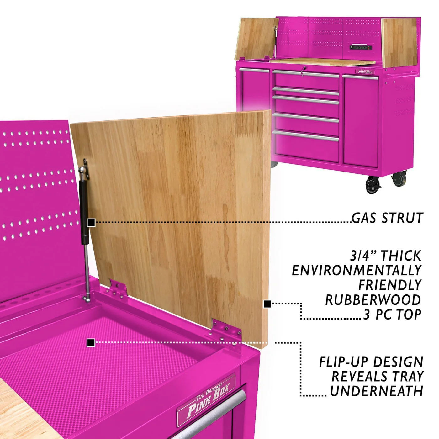 60-Inch 7-Drawer Rolling Workstation with Power Strip - Image 6